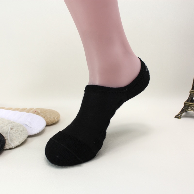 Chaussettes style serviette, invisible, pour homme, 6 pièces (3 paires), 3 couleurs/lot, matière coton, rayures, semelles anti-dérapantes, , , grande taille EU 43-46