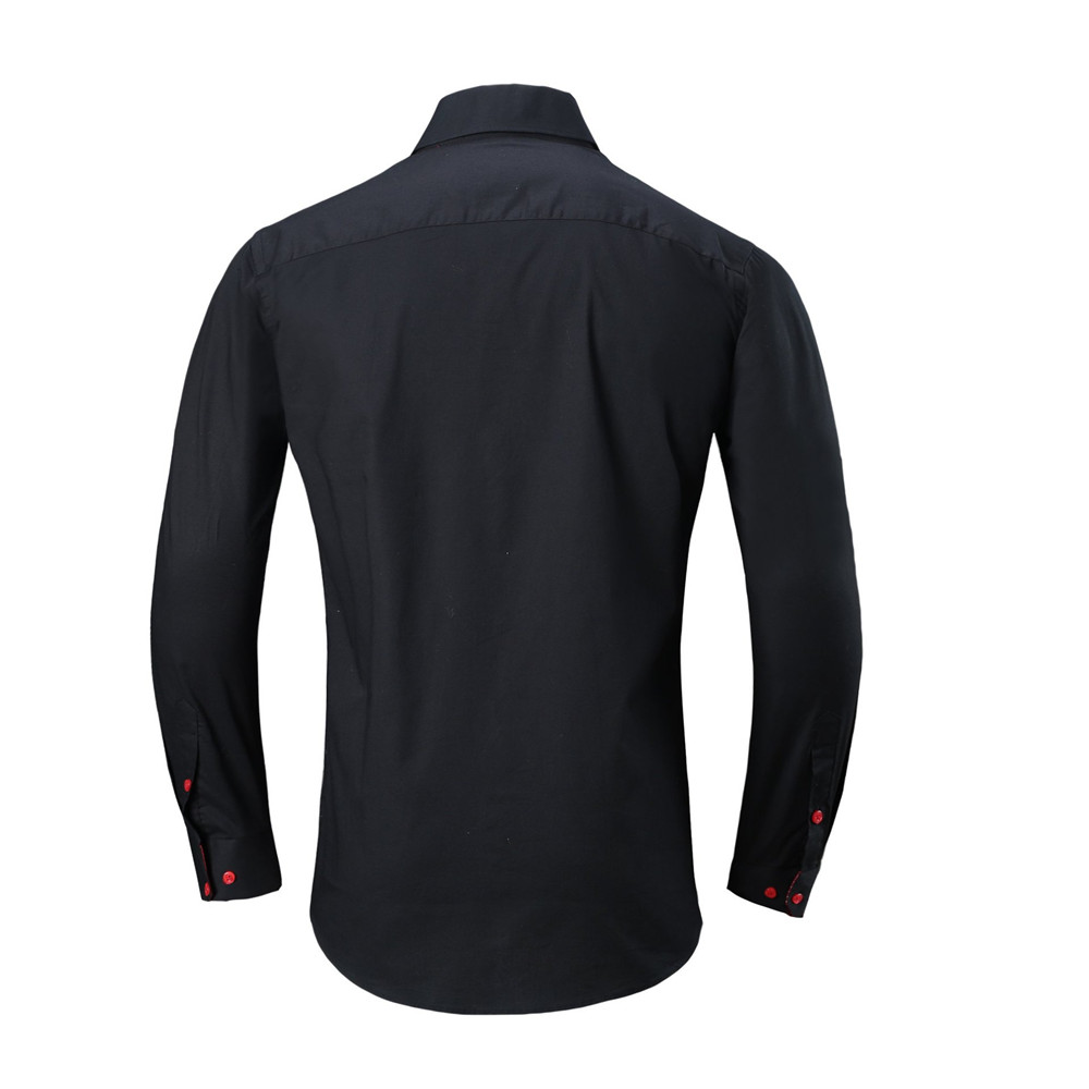 Forår efterår herre polyester skjorte polkaprikkede lange ærmer business skjorter til mænd slim fit afslappet herre tøj