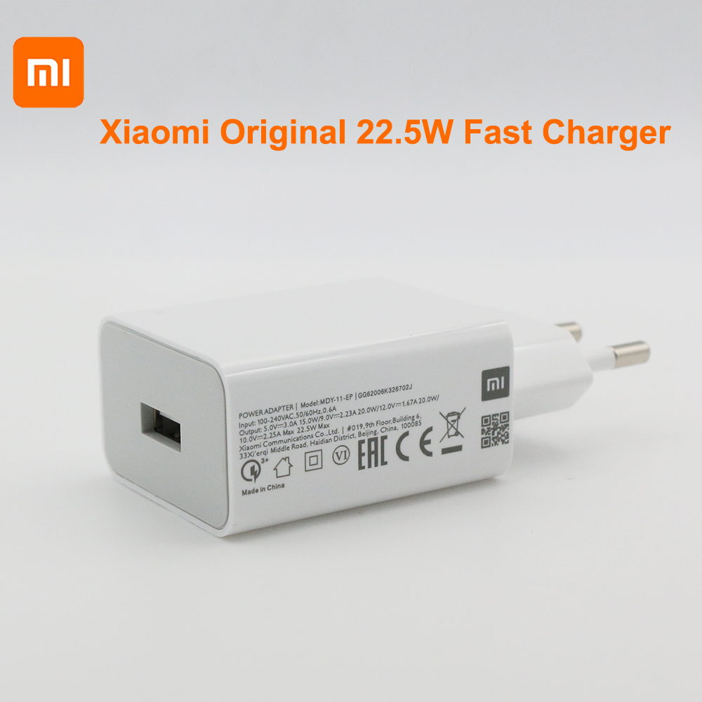 Xiaomi – chargeur mural rapide Original 22.5W MDY-11-EP, câble 3A de Type C pour Mi 110 9 9t 8 SE CC9 Redmi Note K30 Pro 9A 9C: EU Charger Only