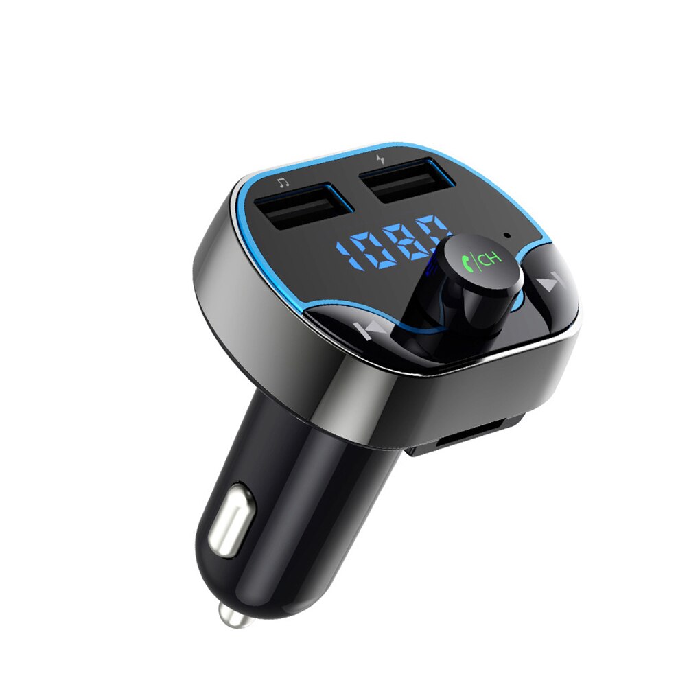 T24 Car FM Transmitter Dual USB Fast Charger Voice Navigation Car Hands-free Call Bluetooth MP3 Player