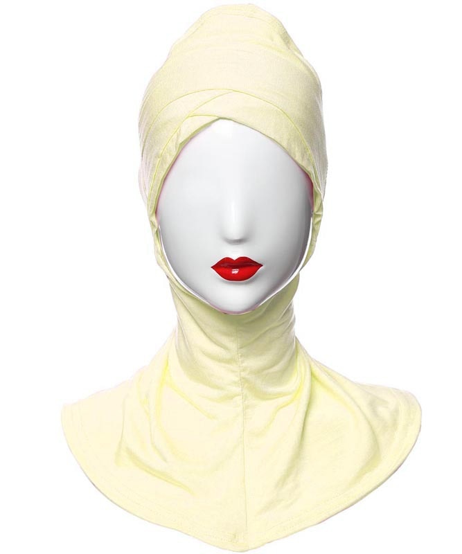 1 fuld cover indre kors hijab kasketter muslimsk turban hat kvinder islamisk undertørklæde hætte solid modal hals hoved under hijab cagoule: Gul
