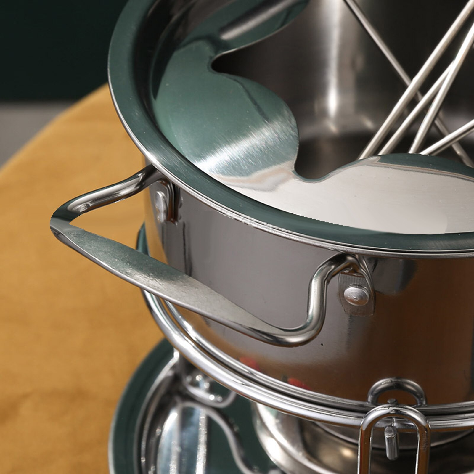 10-Piece Set Multifunctional Stainless Steel Ice Cream Chocolate Cheese Pot Melting Pot Fondue Set Kitchen Tools Accessories