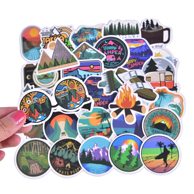 50 Pcs/set Interesting Outdoor Adventure Stickers For Motorcycle Phone Skateboards Laptop Luggage Bicycle Travel Toys Stickers