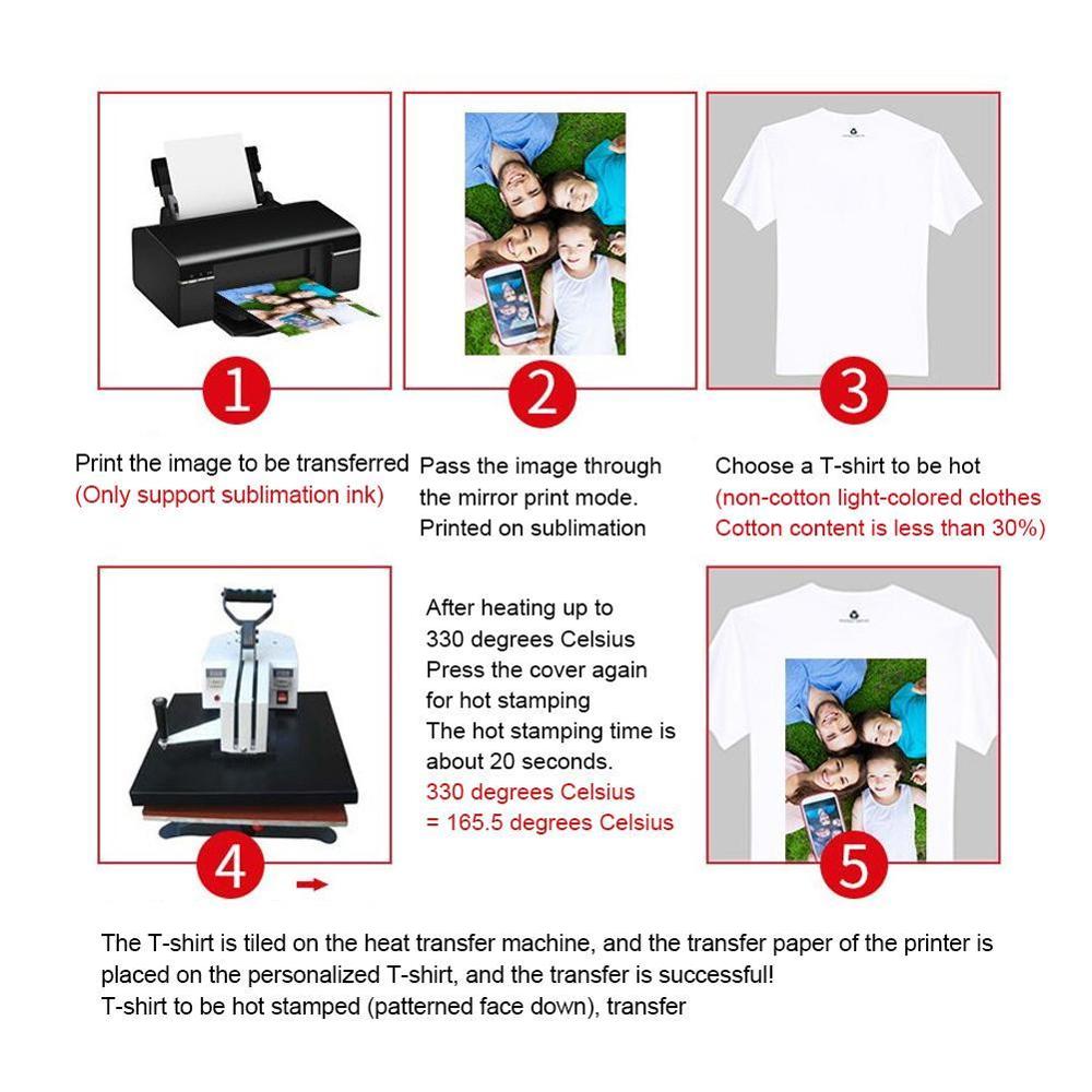 50pcs/Set T Shirt A4 Transfer Paper Iron On Heat Press Light Fabrics Inkjet Print Printing Paper For T Shirts A4 Craft