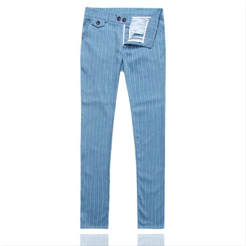 Blå stripete dressbukser herre business bryllupsbukser slim pantalon hombre plus size s -5xl herrebukse: Blå / Xxxl