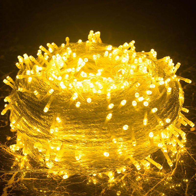 Guirnaldas de luces LED navideñas de 3-100M con batería/USB/enchufe, guirnalda de luces para interiores y exteriores para decoración de fiestas navideñas de árboles de boda: Azul / R