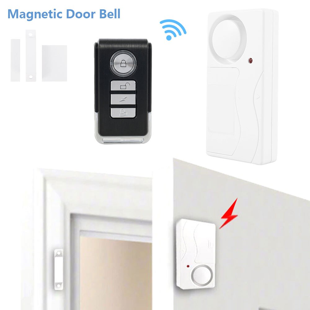 108DB Magnetic Door Bell Window Loud Burglar Alarm System Home Shop Shed Security with Remote