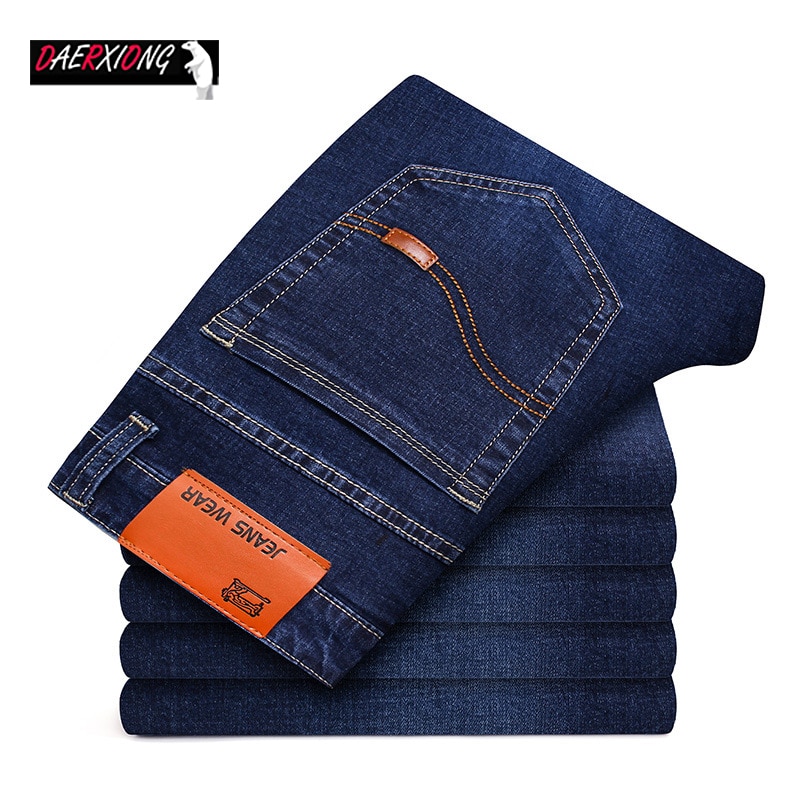 Forår efterår jeans mænd stretch denim slim jean mand sort blå jeans mærke bløde bukser mandlige bukser stor størrelse