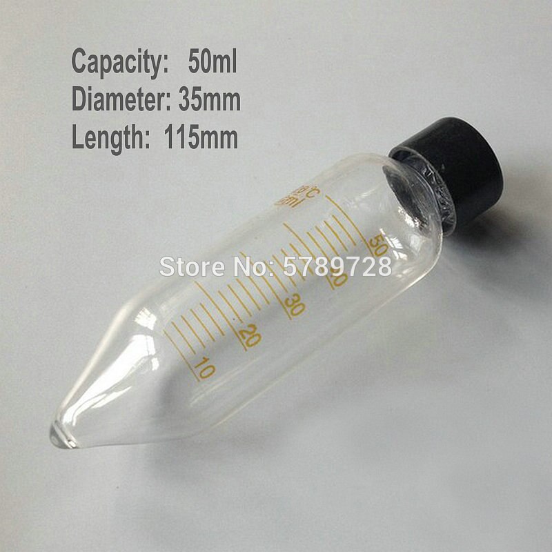 Glass V-bottom centrifugal tube with screw cap Lab test tubes with graduated lines,capacity 5/10/15/20/25/50/100ml