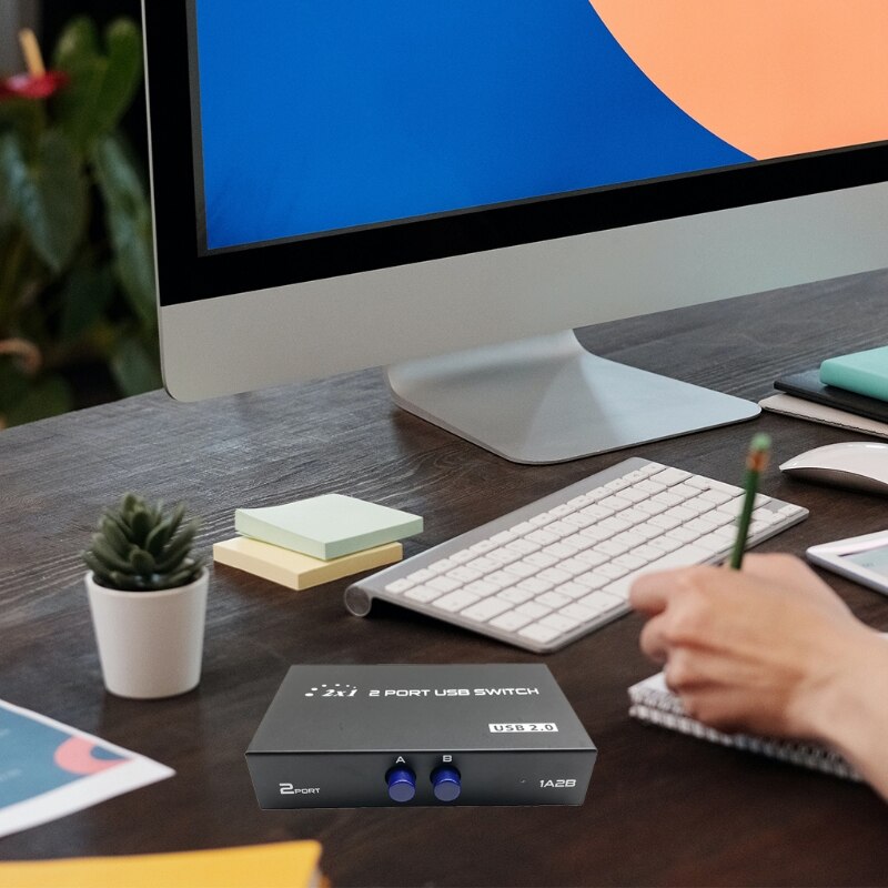 2 Port Manual Usb Switch Box Twee Computers Delen Een Printer 2 In1out USB2.0 Hub Splitter Converter 95AF