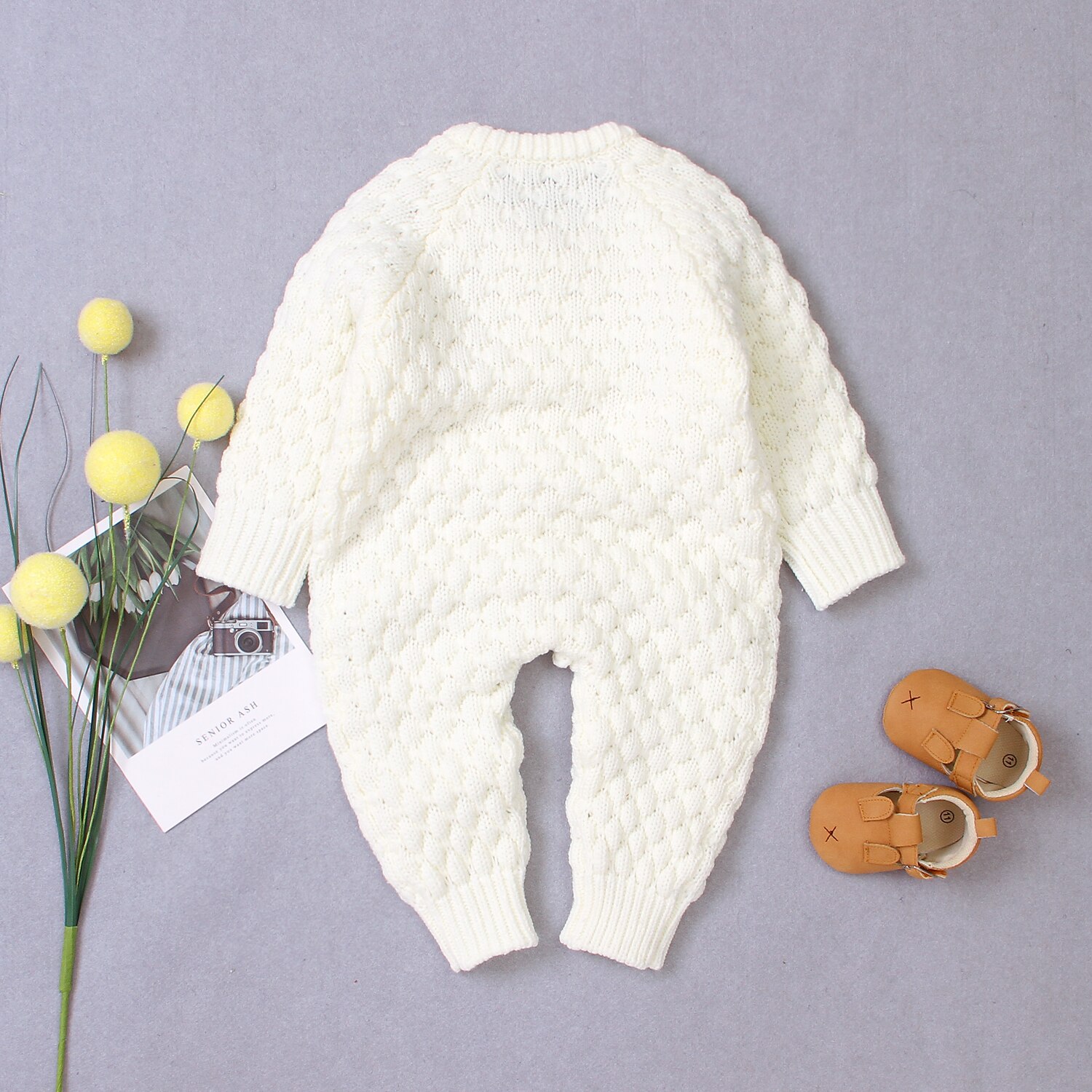 Barboteuse d'automne pour bébé fille garçon | Vêtements en tricot vendus à manches longues, combinaison-pull, 0-18M