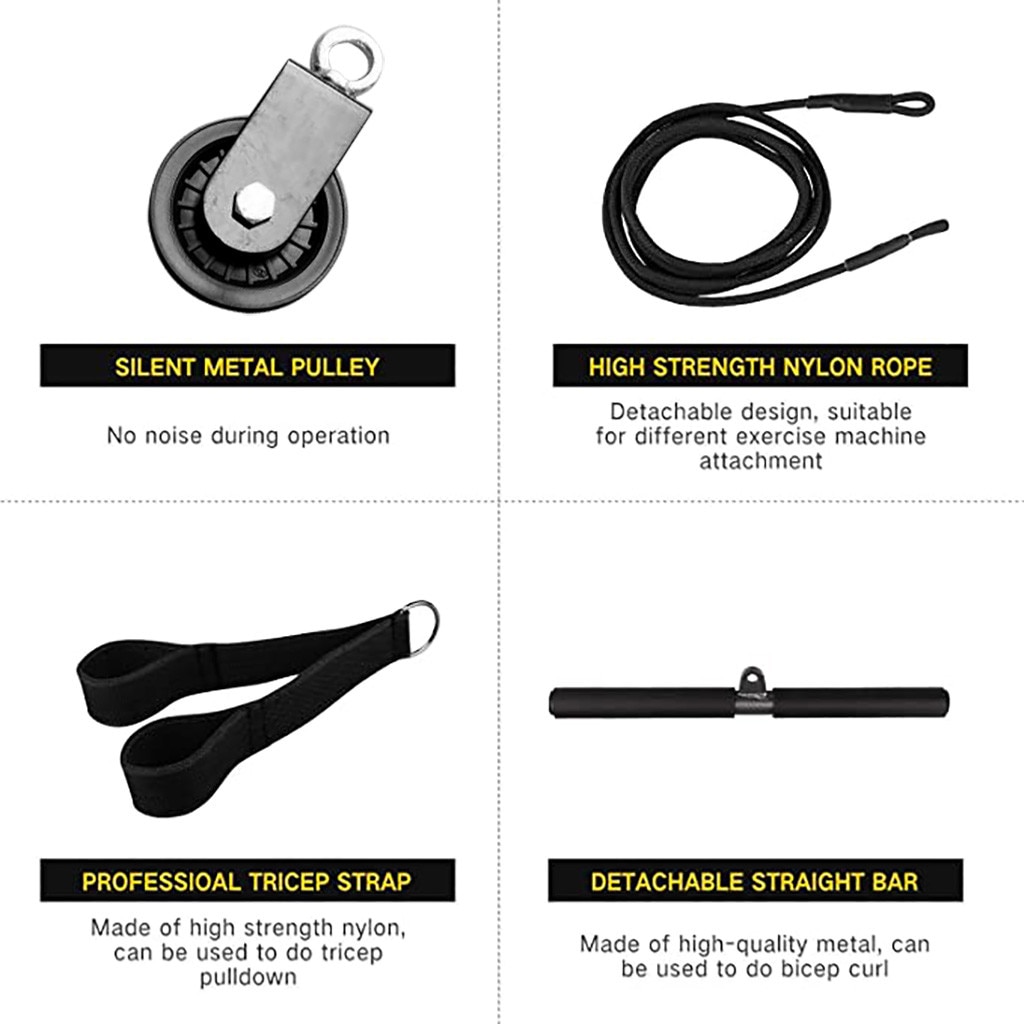 Fitness Diy Gym Pulley Cable Machine Attachment System 9pc Indoor And Outdoor Lifting Forearm Arm Strength Fitness Equipment #3