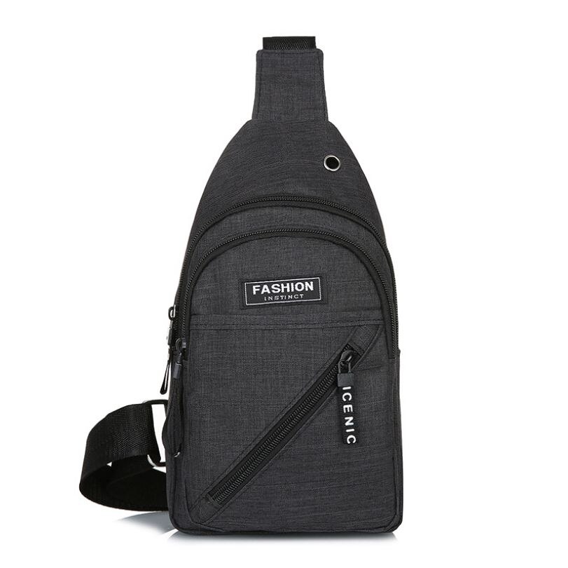 Hommes en cuir PU taille Pack fronde poitrine sac à bandoulière Sport sac à bandoulière Portable USB sac de charge: Black