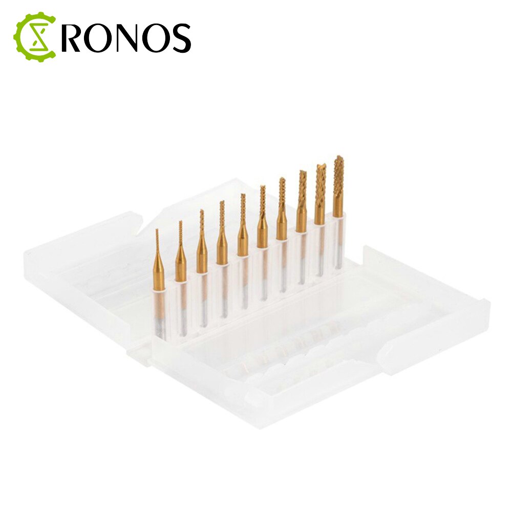 10pcs CNC Machine Router Bit PCB Carbide End Mill Tools 3.175 Diameter Cutting Bits CNC Milling Cutters Kit &amp; cnc cutter milling