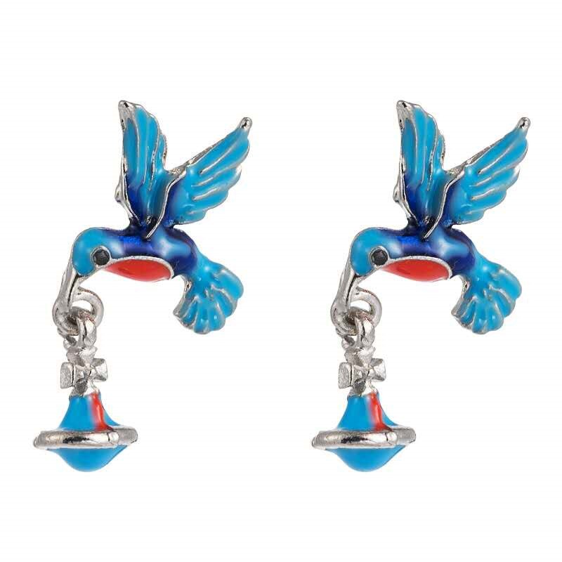 Simulering kolibri stud øreringe threader lang dråbe kvast krystal dingle til kvinder smykker charms: 1