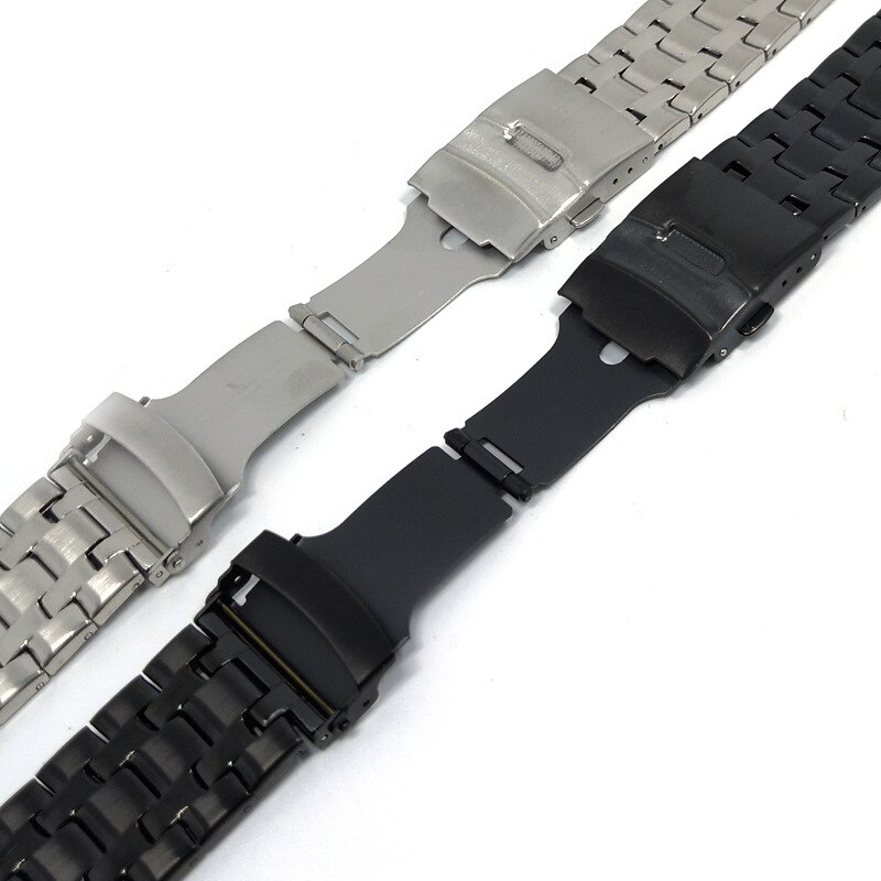 Wristband Steel Strap Semi-solid Stainless Steel Watch Strap Double Safty Buckle 20mm 22mm Universal Watch Bands