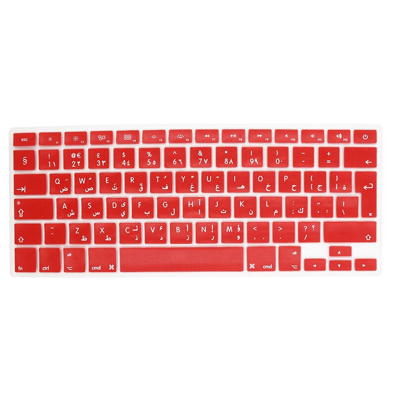 SR 14 Colors EU Arabic Language Letter Silicone Keyboard Cover Sticker for Macbook Air 13 Pro 13 15 17 Retina Protector Sticker: Red