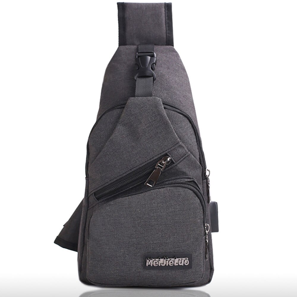 Anti-diefstal opladen casual mannen borsttas polyester crossbody tassen schoudertas borsttas tas voor mobiele telefoon portemonnee: Zwart