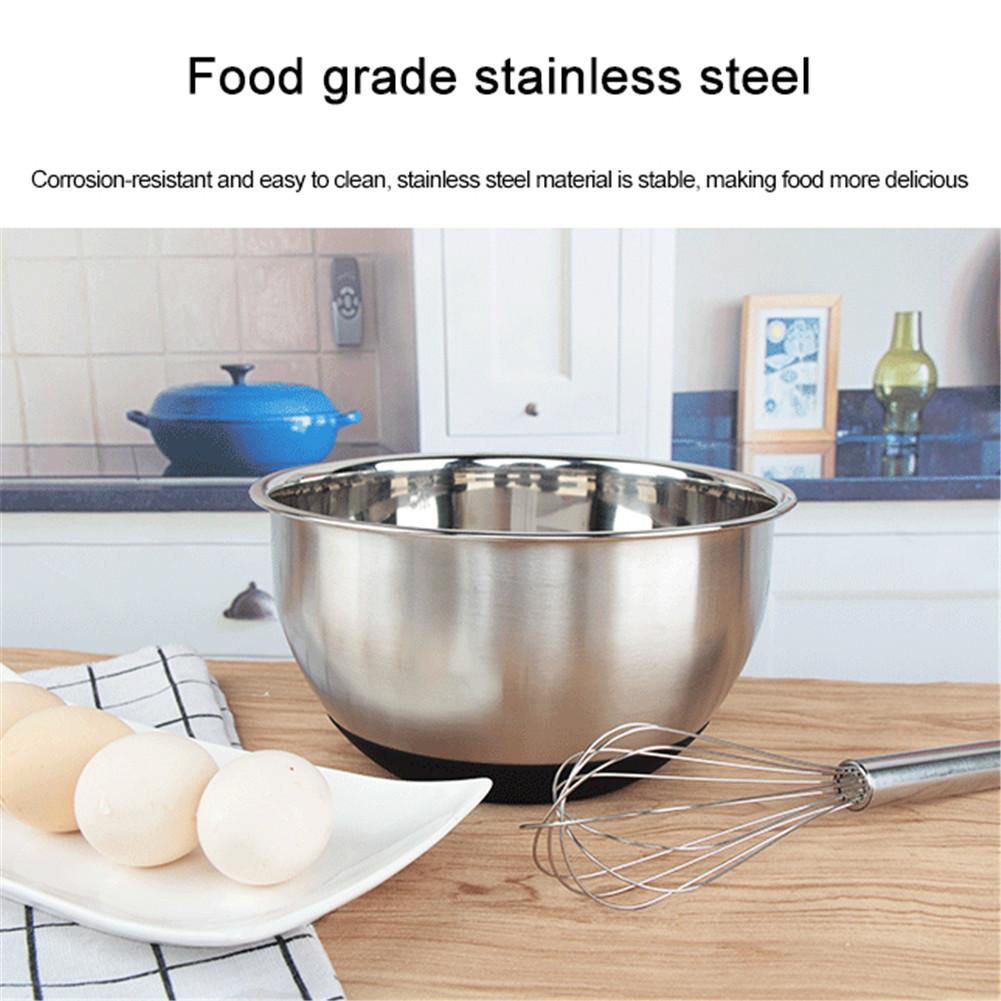 3 types Stainless Steel Mixing Bowl with Ergonomic Non-Slip Silicone Base Kitchenware Kitchen Cooking Baking Salad