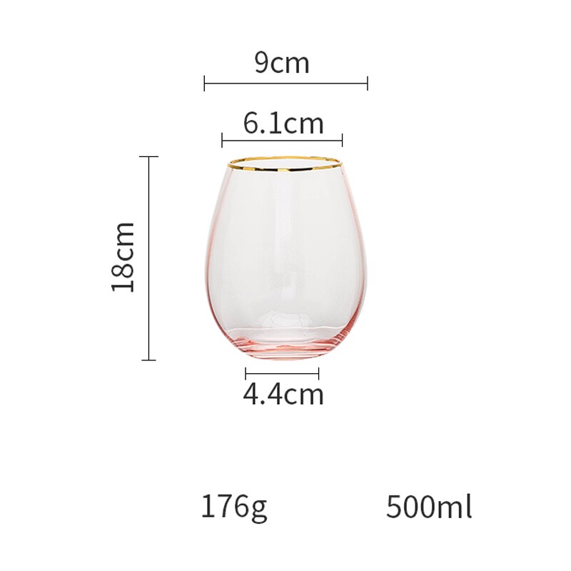 Europa håndmalet guld krystal vinglas pink bæger cocktailglas champagneglas dessertkop mælkeglas bryllupsglas: C 18 x 6.1 x 4.4cm