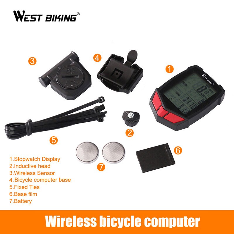 WEST vélo sans fil vélo ordinateur 20 fonctions compteur de vitesse odomètre vélo ordinateur sans fil + vélo chronomètre vélo ordinateur