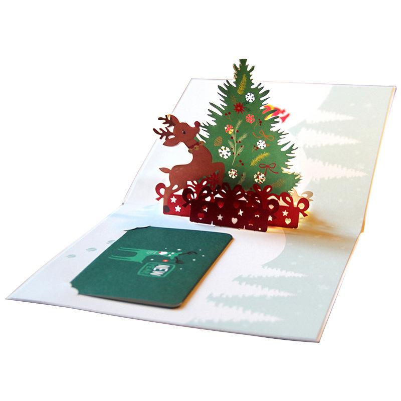 Carte 3d vœux de noël avec enveloppe, motif sapin de noël, cartes de noël pliantes en papier, joyeux noël, cartes creuses