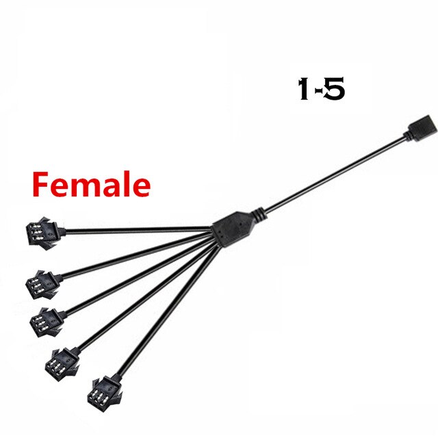 M/B RGB AURA SYNC JST SM Adapter Cable, Transfer To 12V 4Pin RGB and 5V 3Pin ARGB, JST-3P SM3P SM4P EL Wire Cord,Male/Female: 1-5 Female / 5V 3P A-RGB