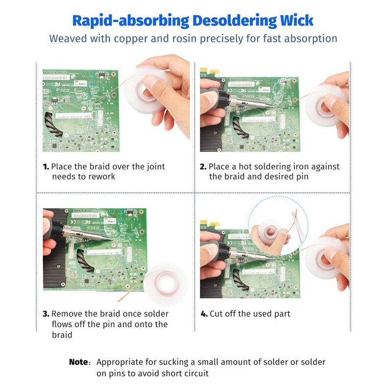 Desolderen Lont, Soldeer Sucker &amp; 2 Soldeer Vlecht (2.5Mm Breedte, Lengte)-Desolderen Vacuümpomp Soldeer Removal Tool