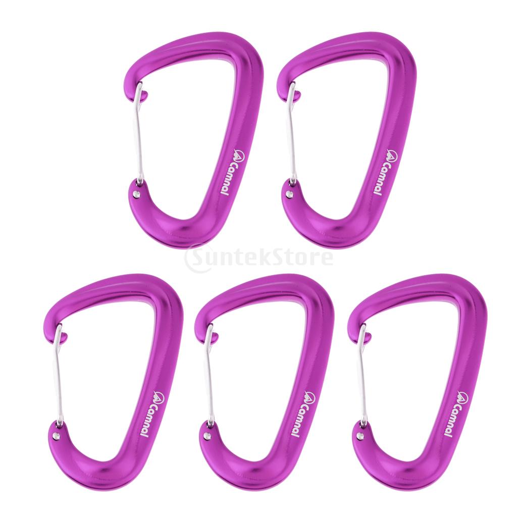 5 Pcs Karabijnhaken 16KN Aluminium Wiregate Karabijnhaken Lichtgewicht Clips Voor Hangmat Camping Swing Yoga: Purple 