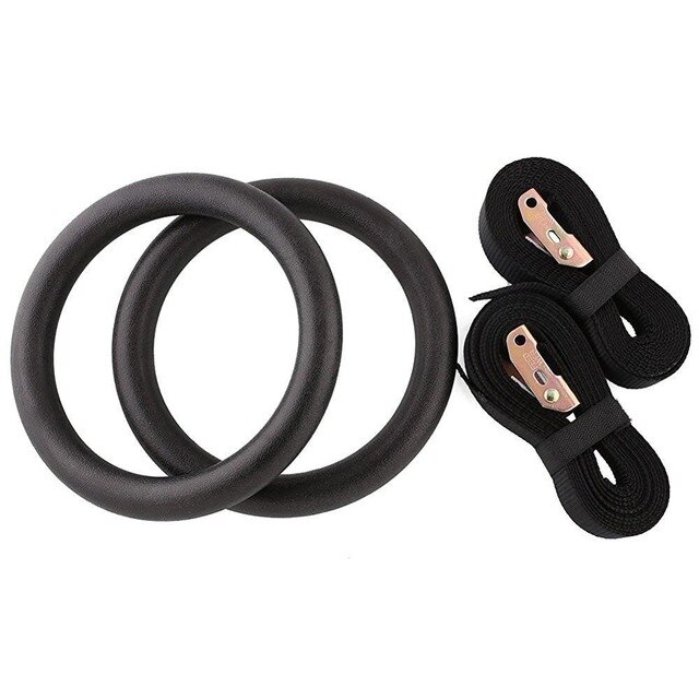 28mm abs gymnastikringe pull-up fitness gym ringe til arm bryst mavemuskel krop styrketræning crossfit træning: Sort sæt