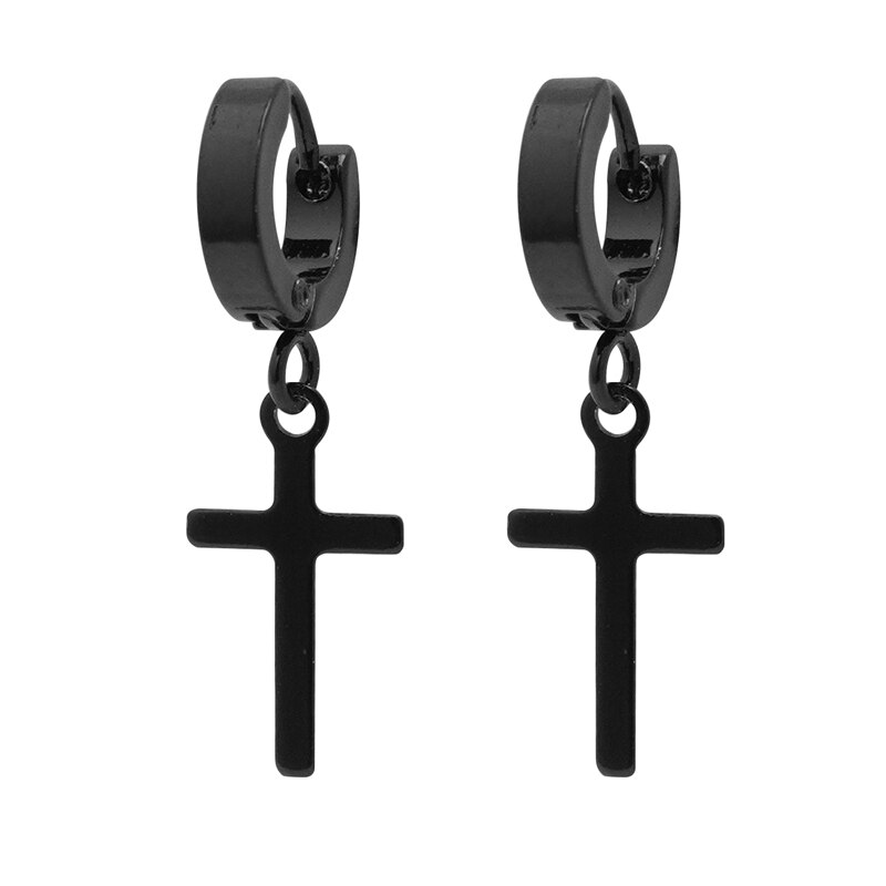 ESSFF-pendientes de acero inoxidable para mujer y hombre, aretes colgantes de Cruz Punk Rock, 14 estilos, joyería gótica,: BE0045