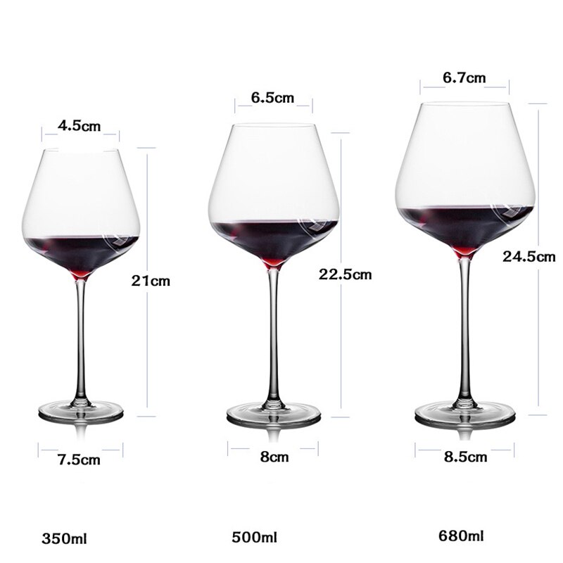 2pcs Collection Level Handmade Red Wine Glass Ultra-Thin Crystal Burgundy Bordeaux Goblet Art Big Belly Tasting Cup Wedding