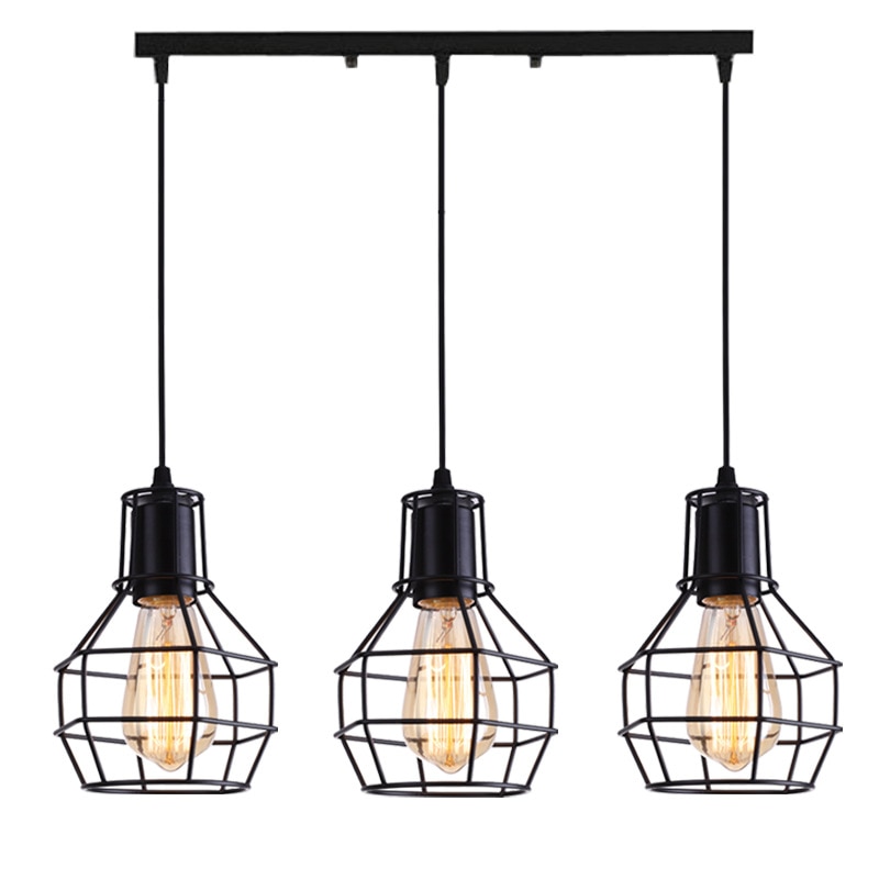 Nordisk loft retro jernbur moderne lysarmatur amerikansk industri vintage lampe kjøkken hengende lamper