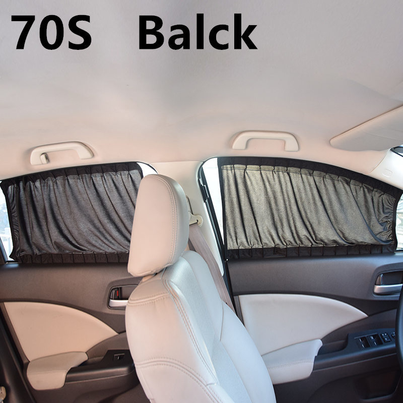 2 stk / sæt elastisk bilrude solskærmsgardiner auto vinduesgardin solskærmsgardiner dækker bil-styling s, m, l: Sort 70s