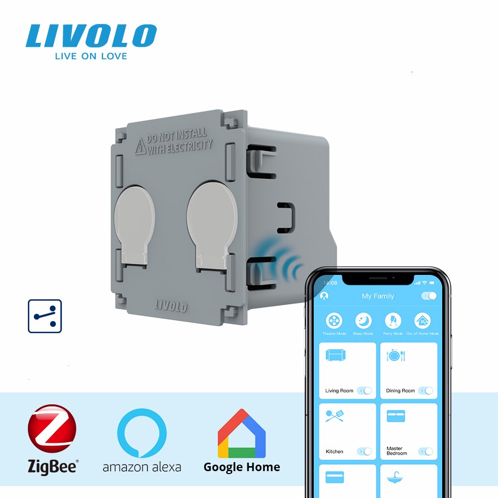 LIVOLO-Base de interruptor de pantalla táctil ZigBee, accesorios cruzados de 2 vías, sin placa y Panel, para reemplazo, productos DIY