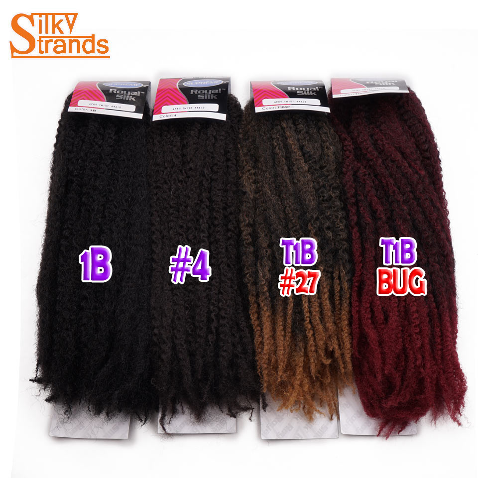18 Inch Ombre Marley Braids Crochet Hair Bulk Twist Box Ombre Afro Synthetic Jumbo Braiding Hair Extensions For Black Women