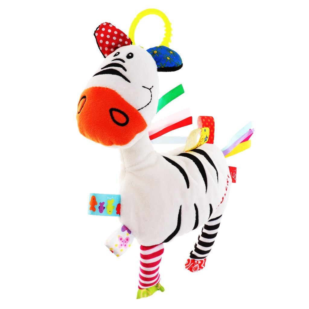 Infant Plush Toys Hanging Crib Animal Baby Buggy Bed Rattles Pushchair Pram: Zebras without flow