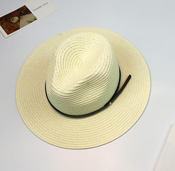 Nueva mujer sombreros de las mujeres sombrero de verano clásico negro faja de Panamá sunhats Jazz Sombrero sombreros de playa para mujeres chapeau de paille femme: 1