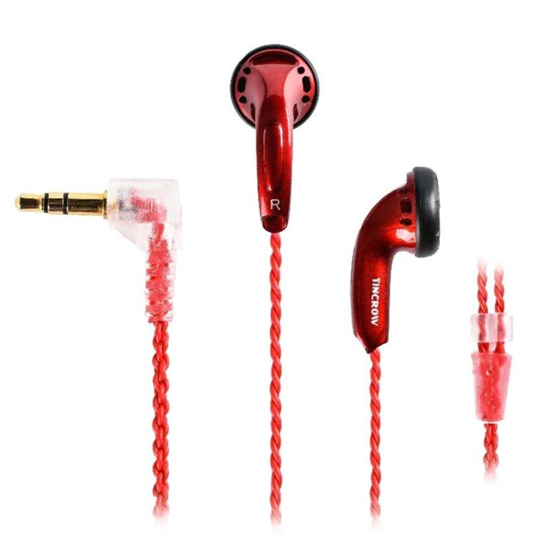 Yincrow rw -9 dynamisk driver i øretelefon øretelefon flad hovedstik ørepropper ørepropper metal øretelefon headset  mx500 ørepropper: Rød øretelefon