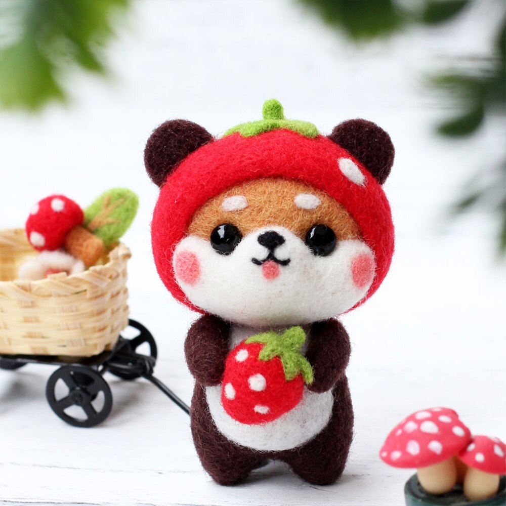 Kit de fieltro de lana para niños y adultos, Kit de aguja para manualidades de felpa de perro de dibujos animados, suministros de fieltro, manualidades de manualidades para el hogar, (Akita)