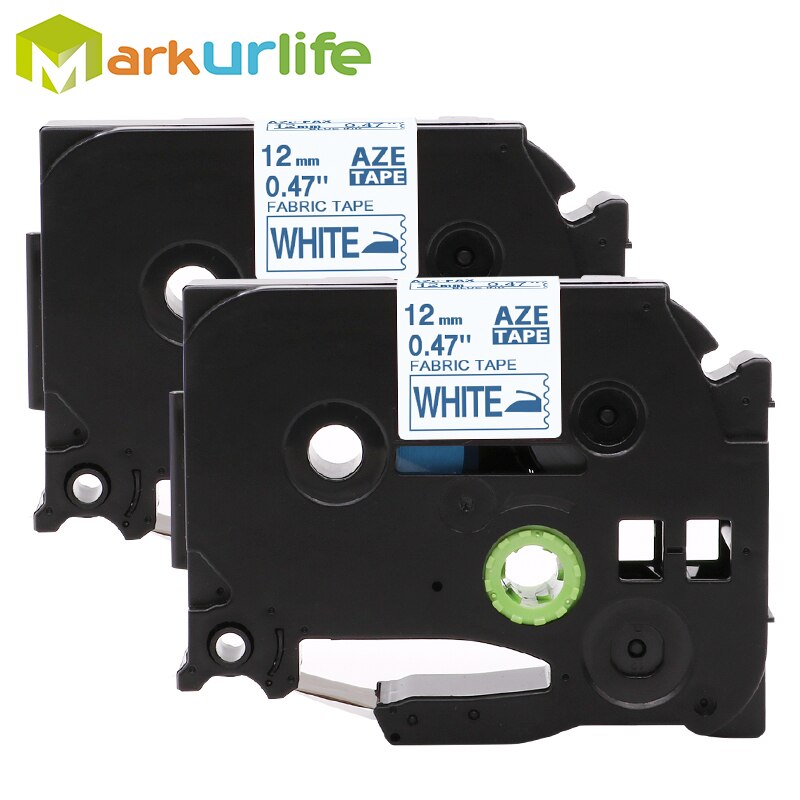 2 Pcs Label Tape TZe-FA3 - 12mm x 3m - Fabric Blue on White - Compatible with Brother Label Printers