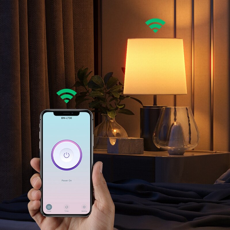 BlitzWolf E27-fitting Lamphouder WIFI E27-aansluiting led-lampvoet Gloeilamphouder Intelligente led-lichtvoet lamphouder APP-afstandsbediening Spraakbesturing Lampadapterverlichting Basiswerk met Alexa Google Assistant