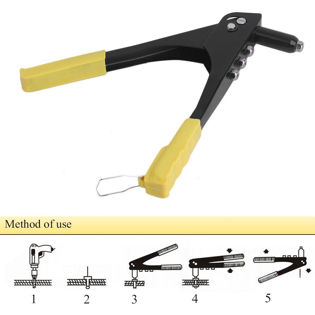 Pop Rivet-Gun Kit Manual Hand Riveter Heavy Duty Tool Repair 40 Rivets Yellow