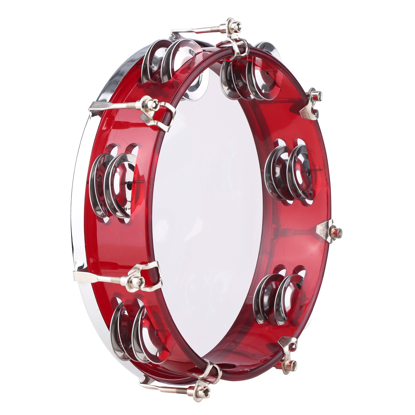 Tambour à main avec clochette à Double rangée, 8/10 pouces, Instrument de Percussion, accessoires, pièces: 8-inch Red