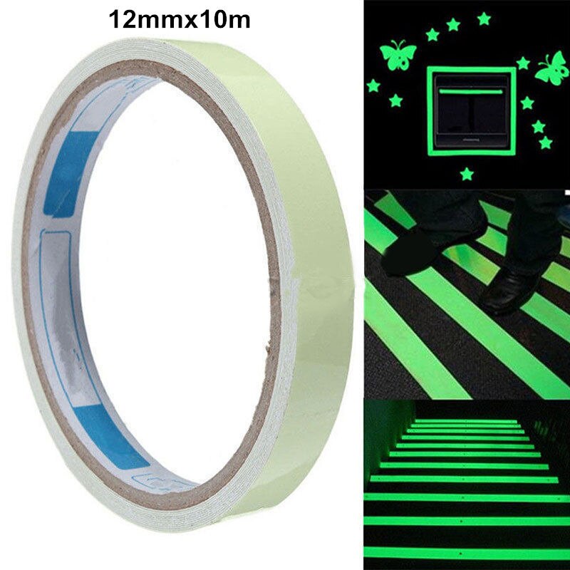 10M Luminous Warning High Brightness Light Strip Tape PVC Storage Tape Acrylic Fluorescent Tape Wall Stickers DIY 1pc