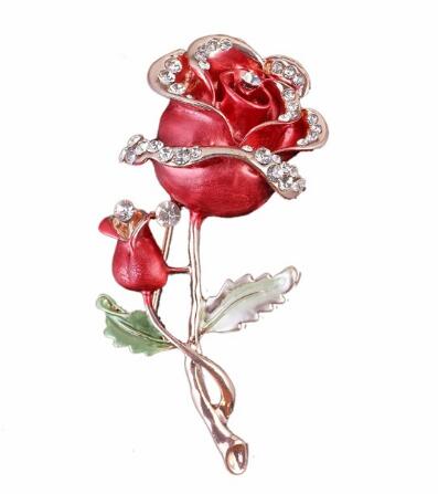 Big Pink Crystal Flower Brooch Rhinestone Pin Romantic Wedding Bride Bridesmaid Large Brooches For Woman Jewelry