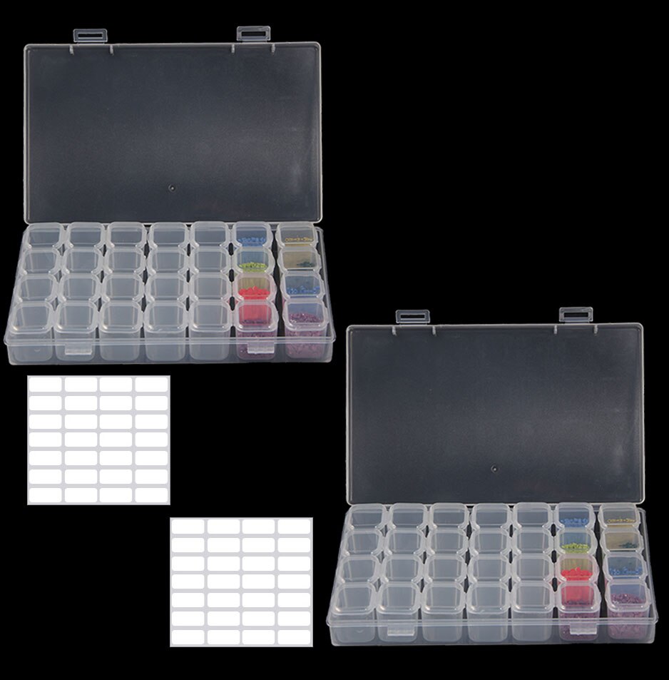 8/28Grid Transparent Plastic Suitcase Diamond Bead Container Storage Box Tool Nail Art Rhinestone Mosaic Organizer Accessories: 28 grid 2pcs