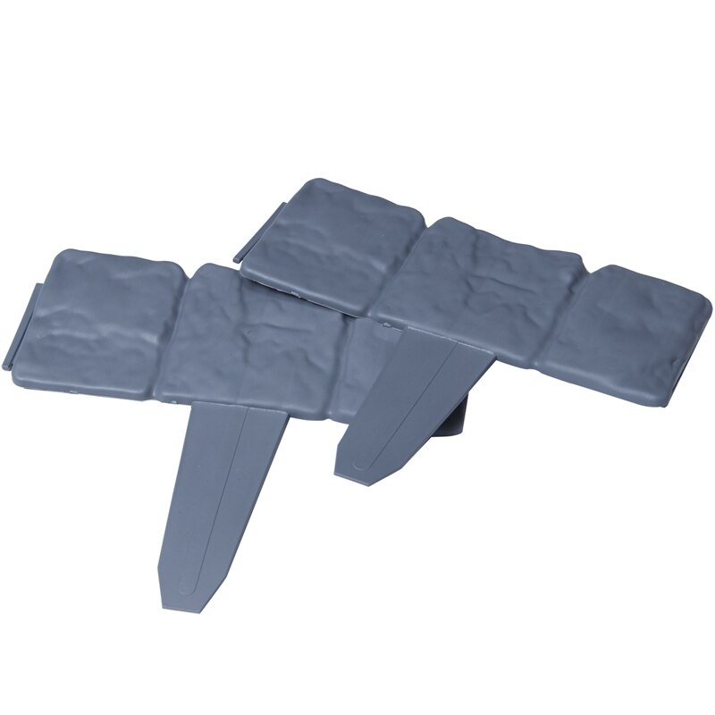 12Pc Grey Garden Fence Edging Cobbled Stone Effect Plastic Lawn Edging Plant Border Decorations Flower Bed Border
