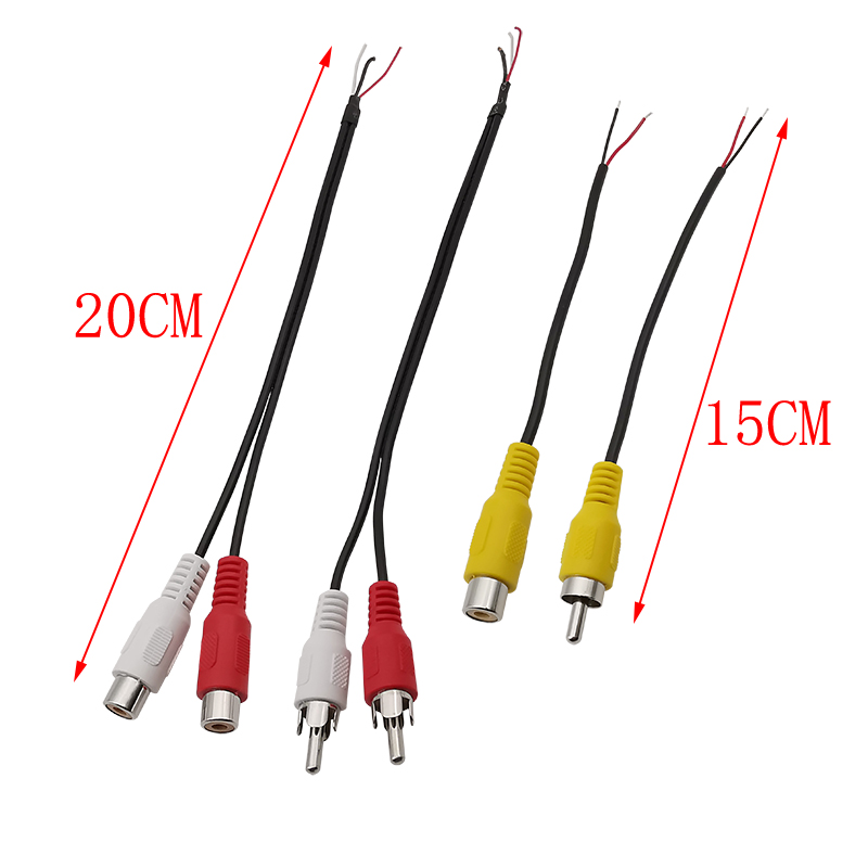 2Stck RCA Stecker/Buchse Audio- Kabel Verlängerung Draht Stecker Adapter RCA Audio- Video Kabel Zopf Schweißen DIY Stecker