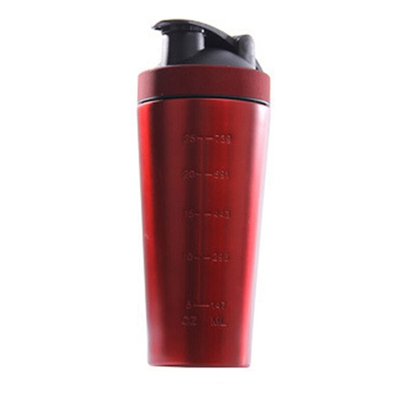 2 Stuks Rvs Eiwit Vibrerende Fles Gym Shaker Sport Milkshake Blender Water Fles Wei-Black & Red